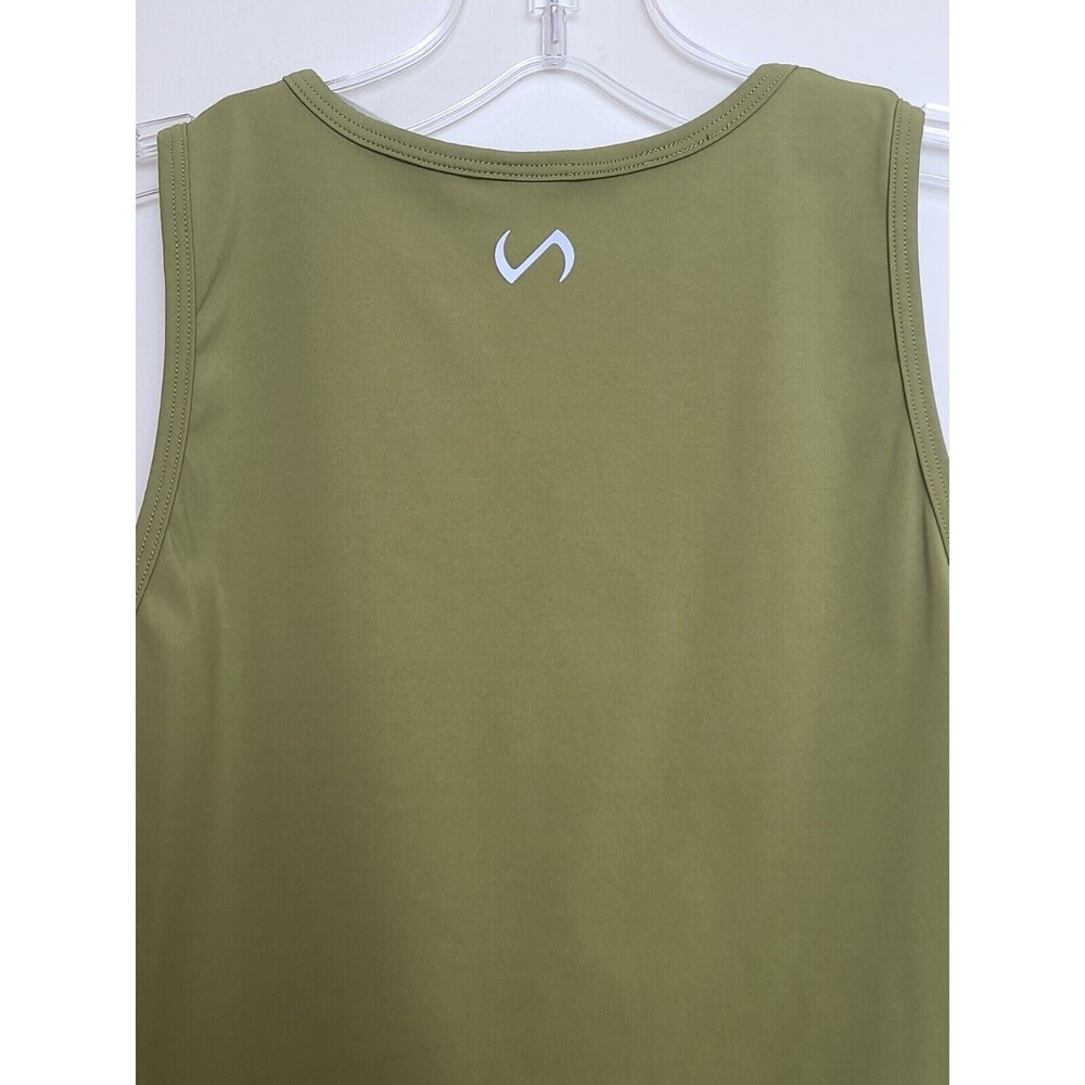 Tlf Womens Gym Crop Tank Top Green Scoop Neck Draped Stretch Medium - Picture 10 of 13